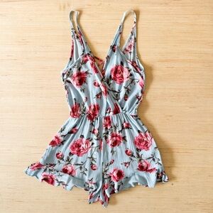 Floral Print Women's Blue Romper Size Small